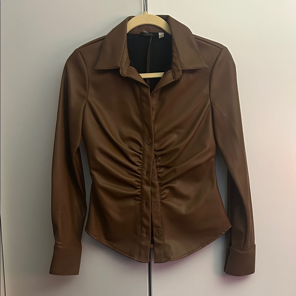 RDI Faux Leather Brown Shirt